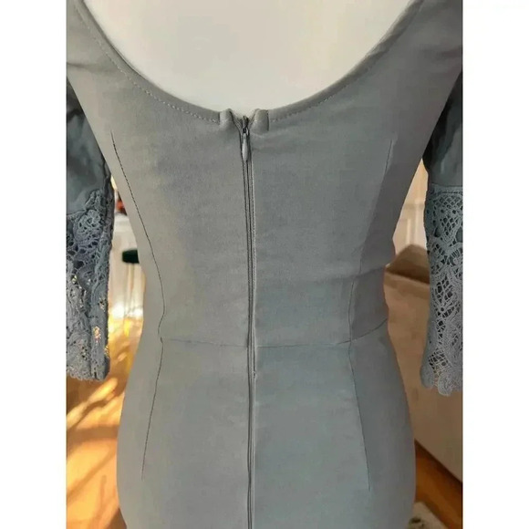 Lulus dress baby blue fitted with crocheted lace detail size large - Picture 9 of 10